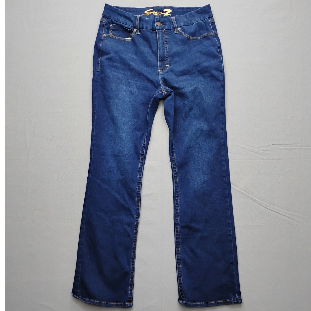 Seven7 Tummyless High Rise Slim Boot Jeans Womens 14 Dark Wash Stretch Denim